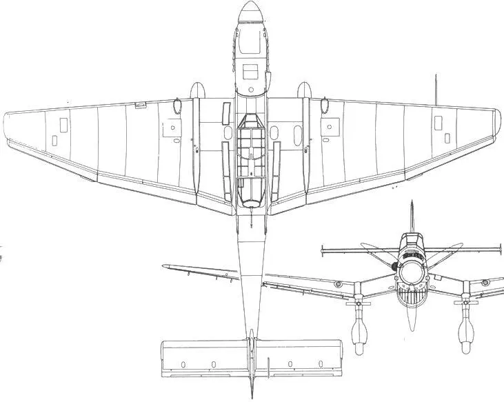 Ju 87 В2 вид сверху и Ju 87 В2 вид спереди экземпляр с сиренами Ju 87 - фото 48