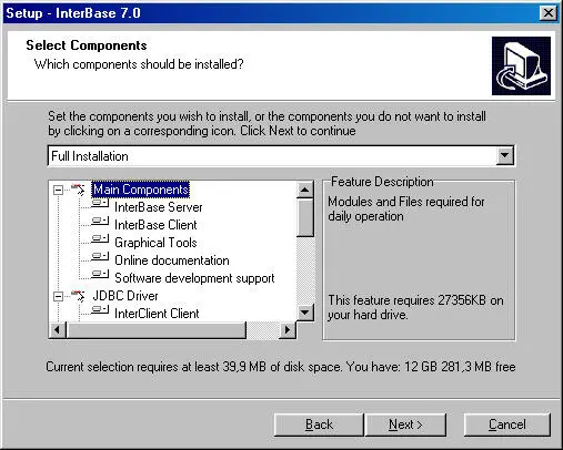 Рис 11 Выбор компонентов при установке Firebird Установка InterBase на - фото 1