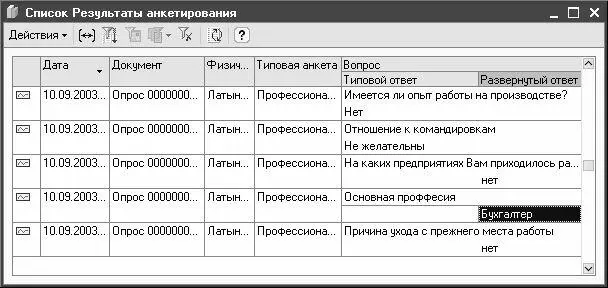 Рис 243 Список результатов анкетирования В данном окне отображается перечень - фото 58