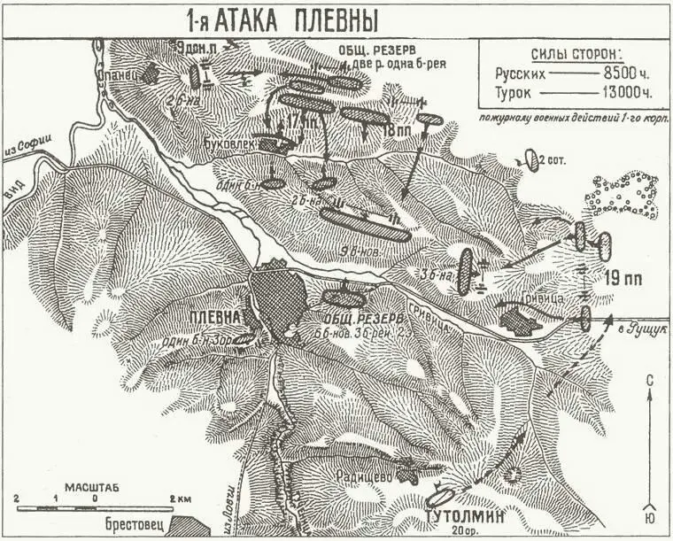 Первая атака Плевны 8 июля 1877 г Наличие в Плевне войск Османапаши на - фото 89