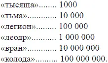 Магницкий широко раздвинул древние пределы больших чисел в своей табличке Но - фото 196