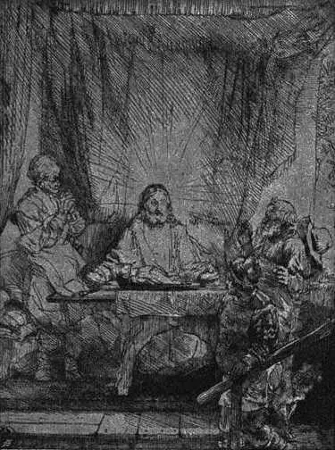 Рис 172 Христос в Эммаусе Гравюра Рембрандта Ландшафты Рембрандта также - фото 172