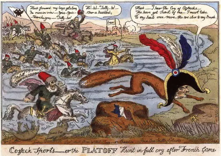 Казачий спорт или охота Платова после французской игры Карикатура 1813 г - фото 109