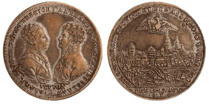 Настольная медаль в память битвы при Лейпциге 1813 г Сражение при Кульме - фото 125