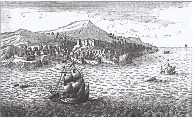 Вид на остров и крепость Тенедос Гравюра XVIII в Бой катера Опыт с - фото 13
