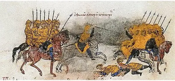 Греки преследуют русских Миниатюра из хроники Иоанна Скилицы Весной 970 - фото 63