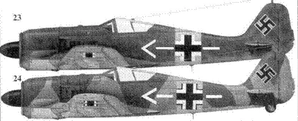 23 Fw 190A5 белый шеврон и полоса майор Губертус фон Бонин von Bonin - фото 41