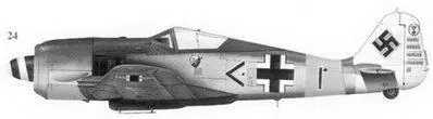 24 Fw190A6 двойной черный шеврон командира ШJGll майора Антона Хакля - фото 84