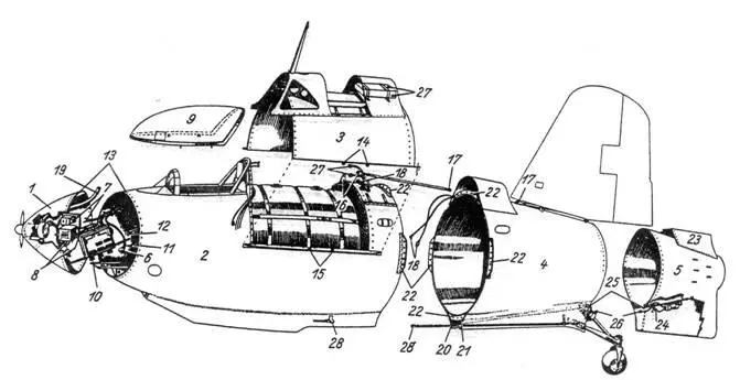 Технологическое членение фюзеляжа Me 163 1 Носовой обтекатель 2 Передняя - фото 100