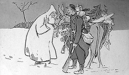 ПерНоэль Открытка 1914 года Типичный немецкий Дед Мороз в тулупе Вырезная - фото 27