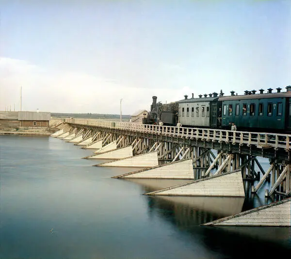 Мост через р Южная Шуя Железная дорога Петрозаводск Романов 1916 год В - фото 51
