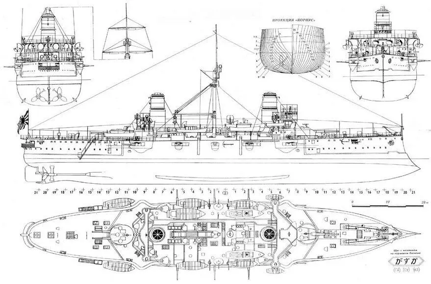 Броненосный крейсер Касуга Япония 1904 г В качестве корабля береговой - фото 20