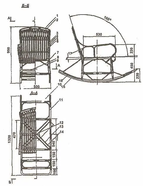 Рис 74 Креслокачалка из мебельных палок 1 огибание верхнего прута спинки - фото 86