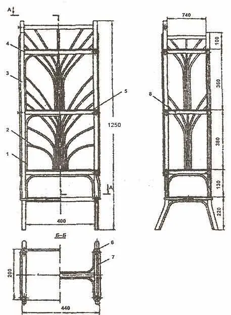 Рис 76 Этажерка из мебельных палок 1 подпучка 2 прутья оформления - фото 88