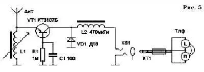 АМсигнал с контура С антL1 подан на эмиттер транзистора VT1 а в цепи базы - фото 64