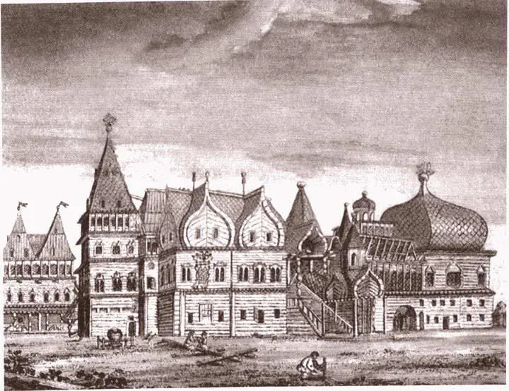 Дворец в Коломенском Гравюра Ф Гильфердинга XVIII в Герб Московского - фото 23