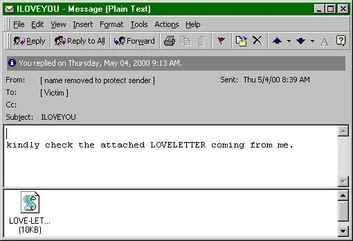 ILOVEYOU использовал ту же схему почтового распространения что и Melissa а - фото 52