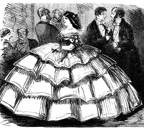 Карикатура на кринолин из журнала Панч 1858 Громоздкую конструкцию - фото 40