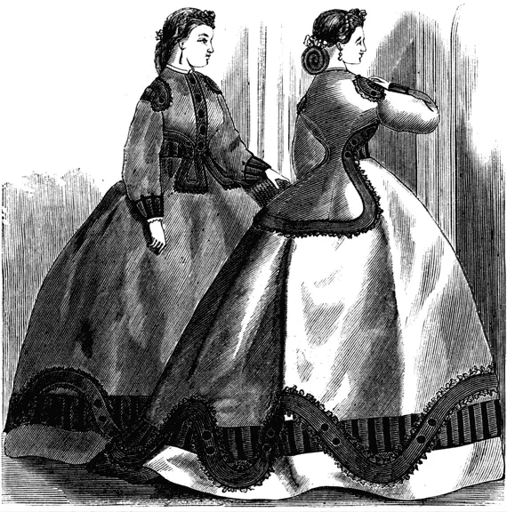 Пышные платья 1860х Рисунок из журнала Деморестс 1866 В начале 1870х - фото 41