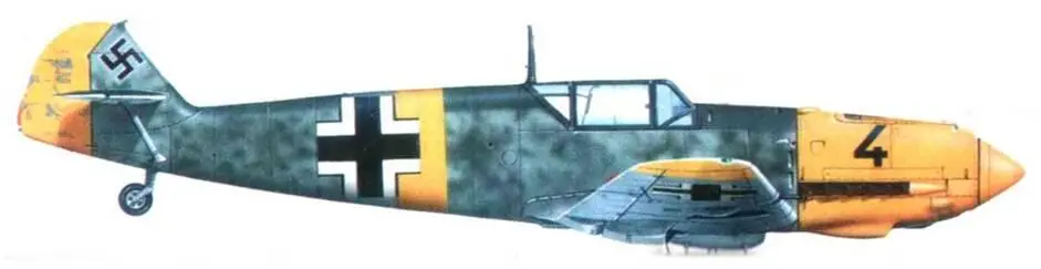 Me 109F7B из JG 27 со всеми элементами быстрой идентификации желтого цвета - фото 113