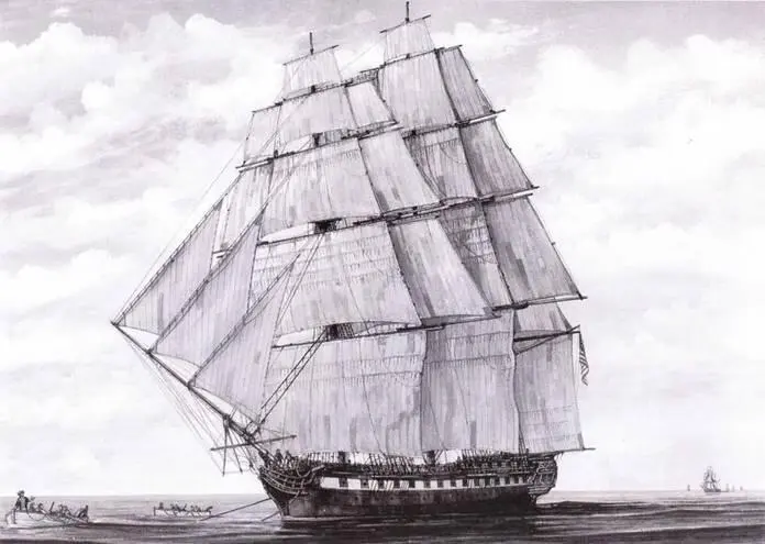 USS Constitution уходит от британской эскадры В самом начале войны 1812 г - фото 20