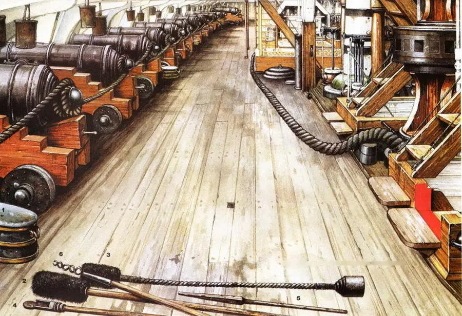 Орудийная палуба фрегата Хамфриза USS Constitution уходит от британской - фото 28