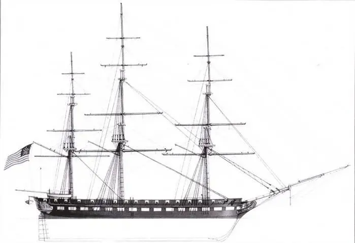 USS Brandywine такелаж Фрегат Brandywine был первым введенным в строй - фото 38