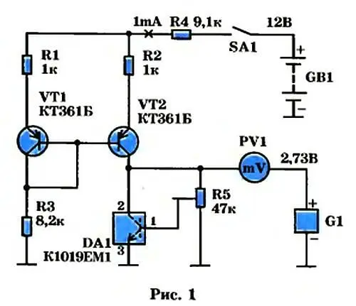 На схеме электронного термометра его роль исполняют транзисторы VT1 VT2 - фото 64