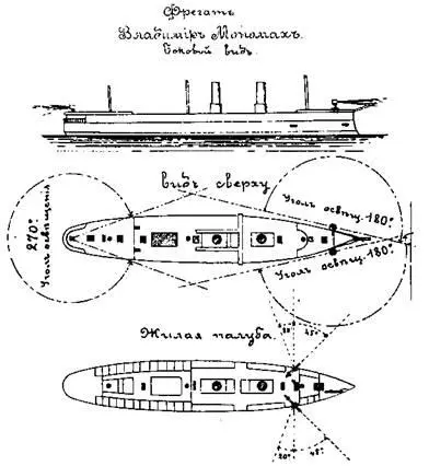 Полуброненосный фрегат Владимир Мономах 1888 г Схема расположения минного - фото 7
