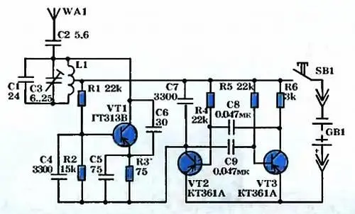 Рис 1 На транзисторе VT1 собран генератор радиоколебаний работающий на - фото 62