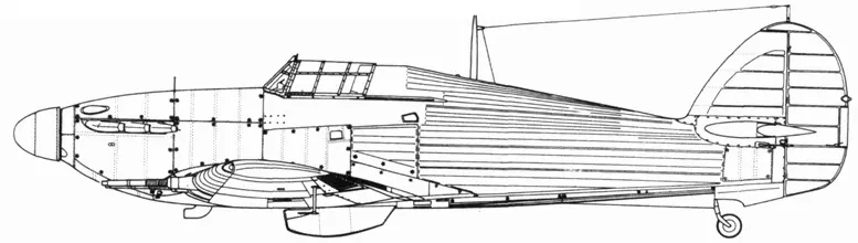 Hawker Huiricane Mk I с четырьмя пушками Испано в крыльях подножка закрыта - фото 134