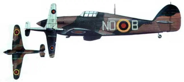 Харрикейн Mk I L1643 из 85й эскадрильи Дебден зима 1938 года Кокарды - фото 159