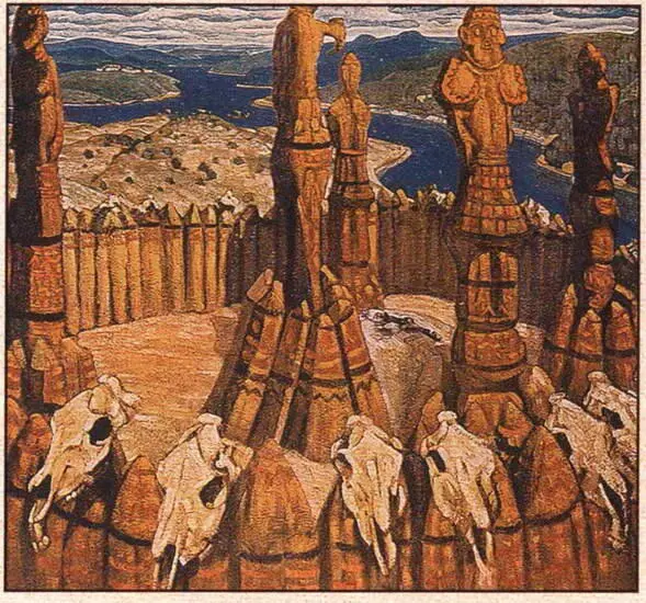 Идолы Художник НК Рерих 1900е гг Рукоять ковша в виде головы - фото 77