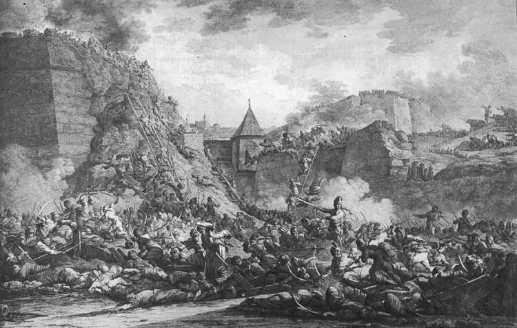 Штурм Очакова 6 декабря 1788 г Гравюра А Берга по оригиналу Ф Казановы 1792 - фото 74