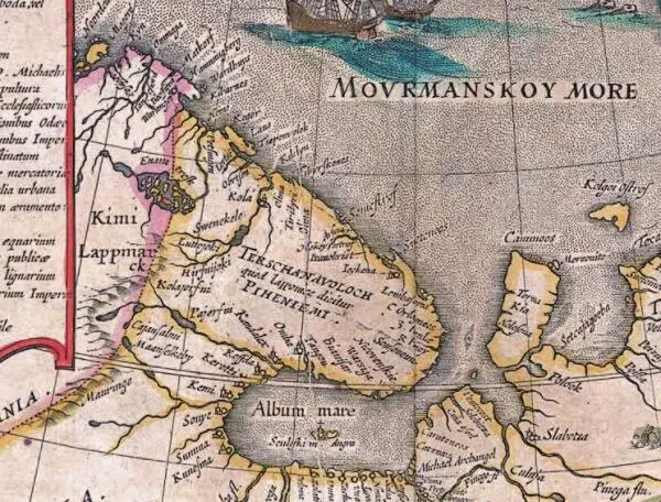 Кольский полуостров на карте Tabula Russie 1614 г Как представляется - фото 138
