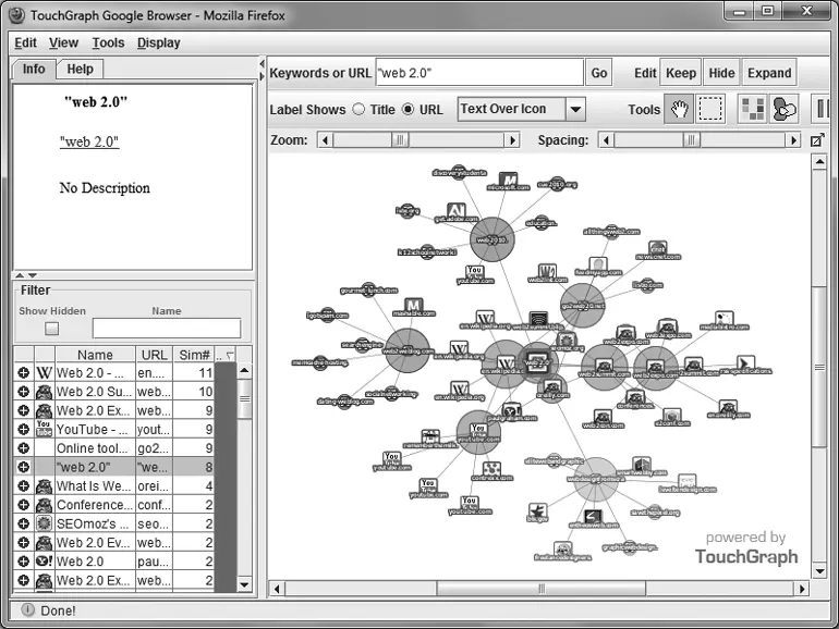 Рис 44 Поисковая визуальная система TouchGraph Google Browser Боковая панель - фото 47