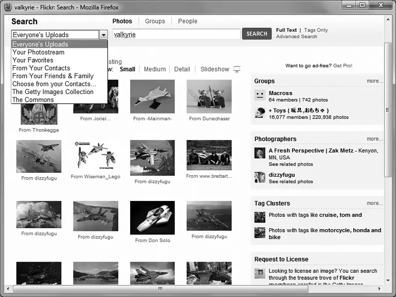Рис 73 Интерфейс простого поиска фотохостинга Flickr Режим расширенного - фото 74