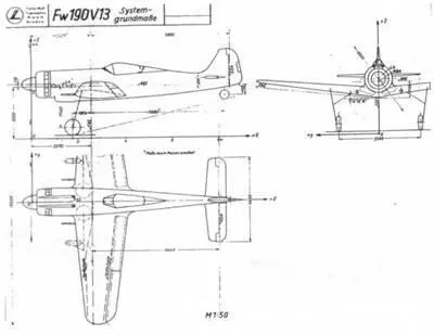 Заводской чертеж Fw 190V13 с указанием размеров и ссылками на детализирующие - фото 11
