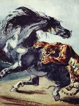 Тигр напавший на лошадь Картина Э ДЕЛАКРУА 18251828 Из индусских - фото 85