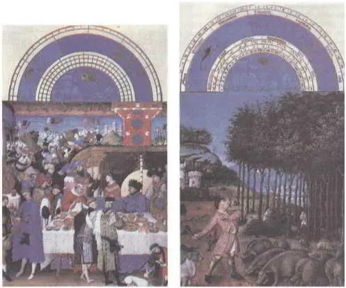 Рис 72 Слева Пир в январе Справа Сбор желудей в ноябре Jean duc de - фото 82