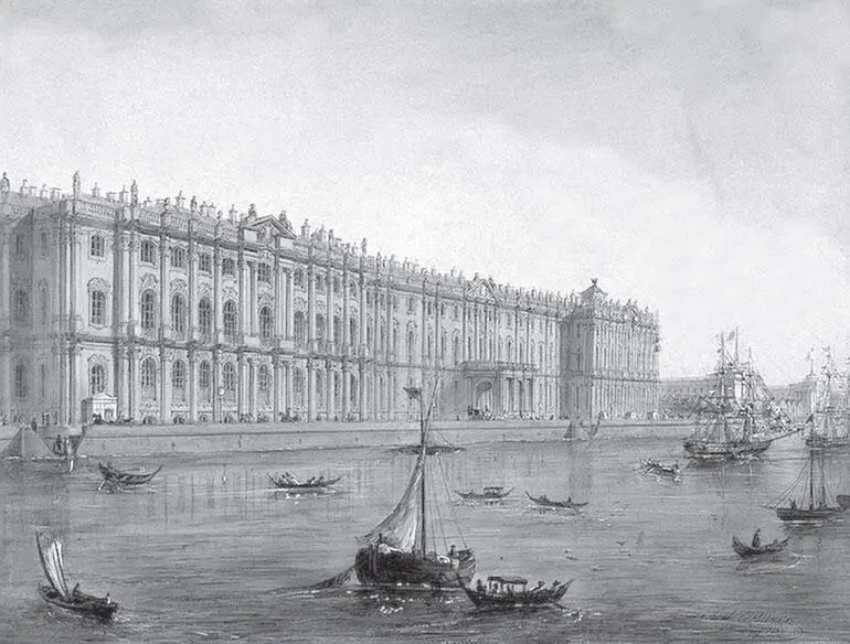 ИИ Шарлемань Вид на Зимний дворец со стороны Невы 1853 г КА Ухтомский - фото 162