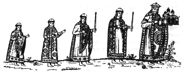 Князь Ярослав и его сыновья Фреска Софийского собора в Киеве зарисовка 1651 - фото 82
