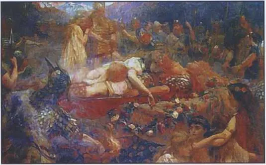 Похороны Сигурда и Брюнхильд Художник К Батлер 1909 г Гуннар играет на - фото 47