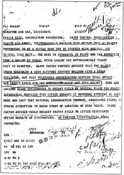 Меморандум ФБР составленный в 1947 году и описывавший инцидент в Росуэлле был - фото 12