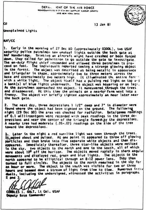 Очевидцами инцидента в РэндлшемФорест в 1980 году стали офицеры ВВС США и - фото 14