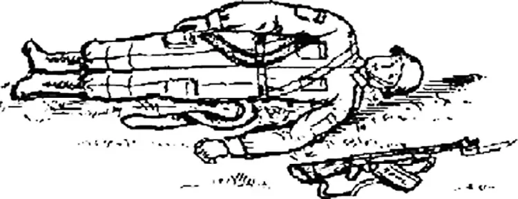 Рис 922 Лямка сложенная кольцом надета на раненого для переноски - фото 83