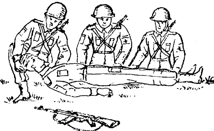 Рис 934 Переноска раненого на короткое расстояние Погрузка на носилки - фото 95