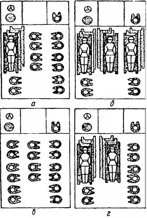 Рис 107 Варианты размещения раненых на санитарном автомобиле АС66 - фото 111
