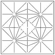 4 Наметьте 4 линии очерчивающие квадрат в центре заготовки 5 Согните по - фото 377