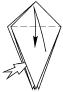 1 Сложите базовую форму птица Согните верхний треугольник вниз и верните на - фото 477